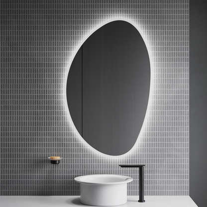 Asymmetrical PEBBLE mirror inspired by natural river stones